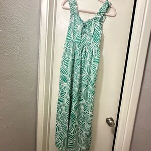 Japna Green and White Tropical Dress